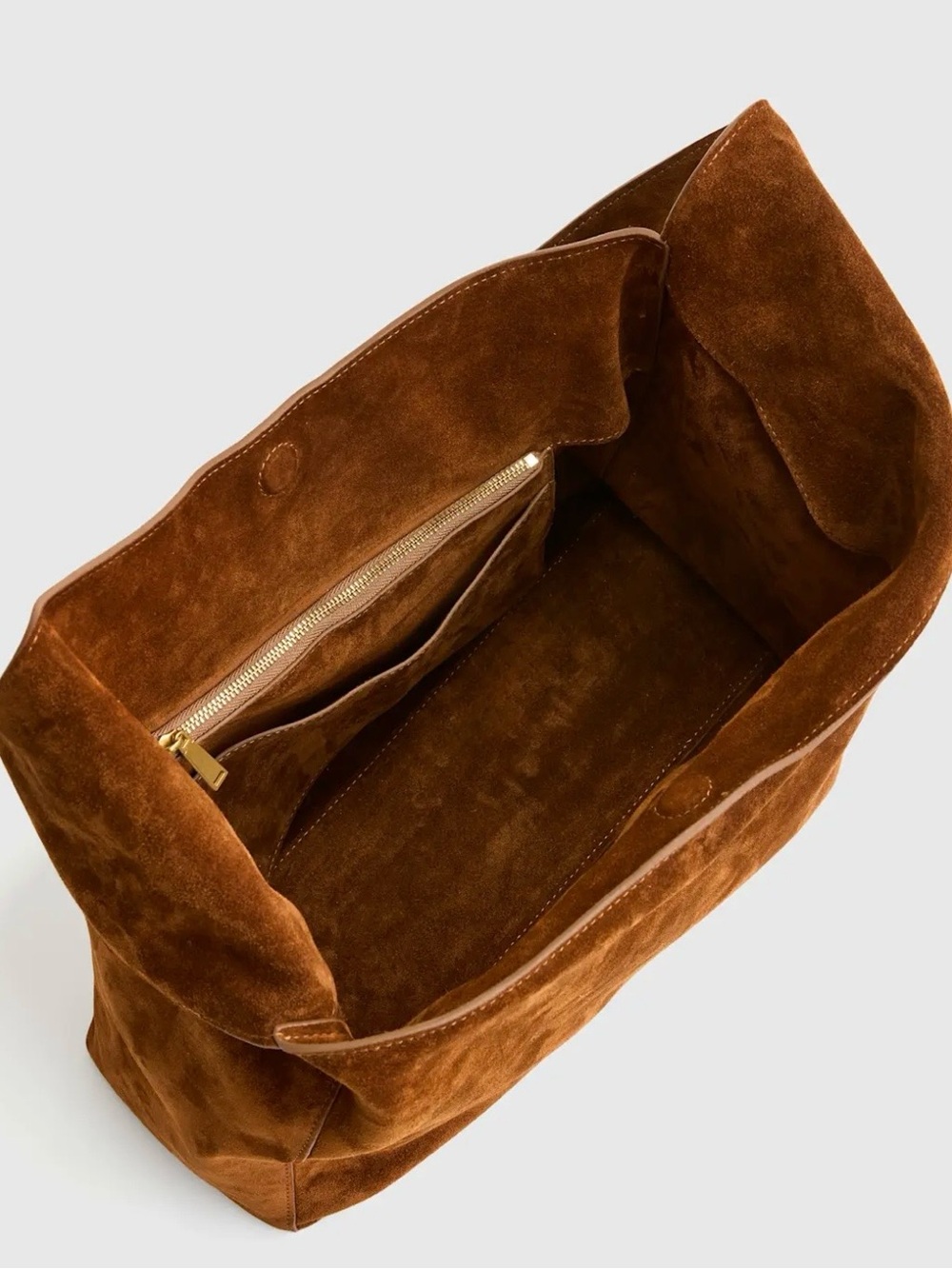 Quince Italian Suede slouchy Shoulder Bag - whiskey brown no dust bag 0388 - Picture 6 of 6